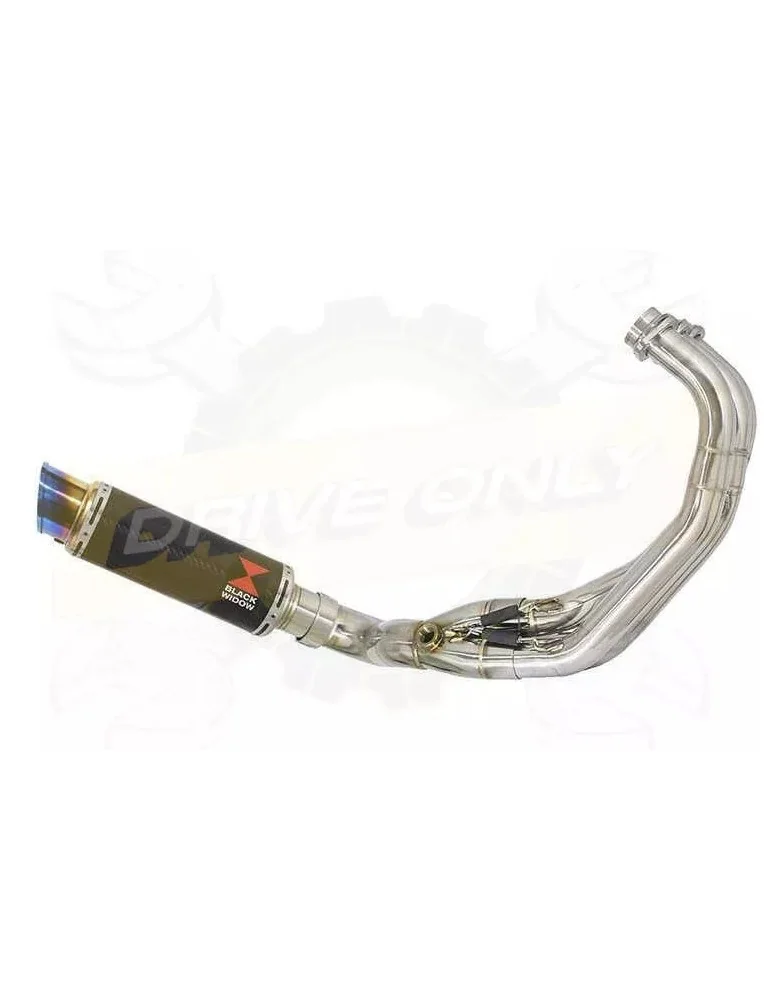 XSR 900 2016 2017 Low Level De-cat Exhaust System with 230mm Round GP Style Carbon Fibre Silencer + Blue Stainless Tip