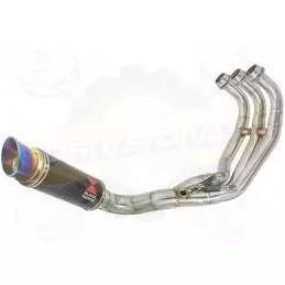XSR 900 2016 2017 Low Level De-cat Exhaust System with 230mm Round GP Style Carbon Fibre Silencer + Blue Stainless Tip