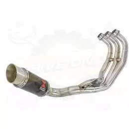 XSR 900 2016 2017 Low Level De-cat Exhaust System with 200mm Round Carbon Fibre Silencer