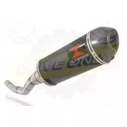 WR 125 R/X 2009/2016 Link Pipe and 300mm Oval Black Painted Stainless Steel Silencer + Carbon Fibre Tip