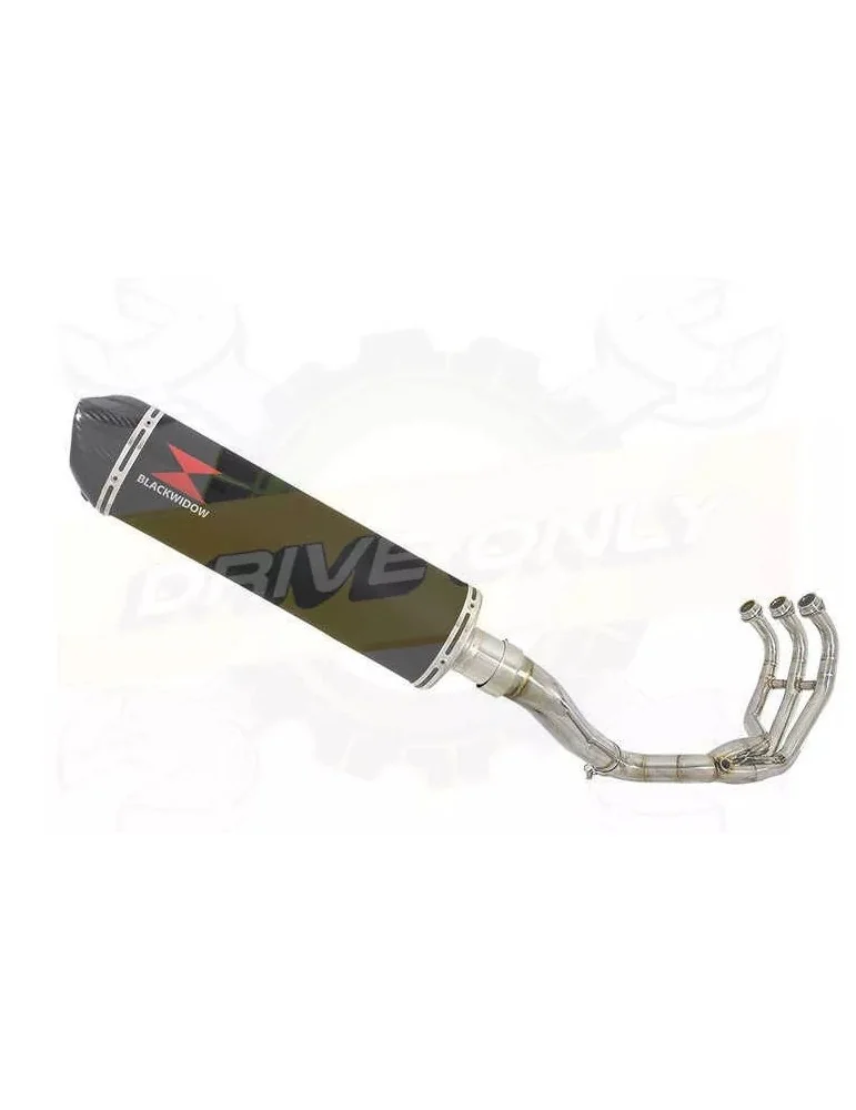 XSR 900 2016 2017 High Level De-cat Exhaust System with 400mm Oval Black Painted Stainless Steel Silencer + Carbon Tip