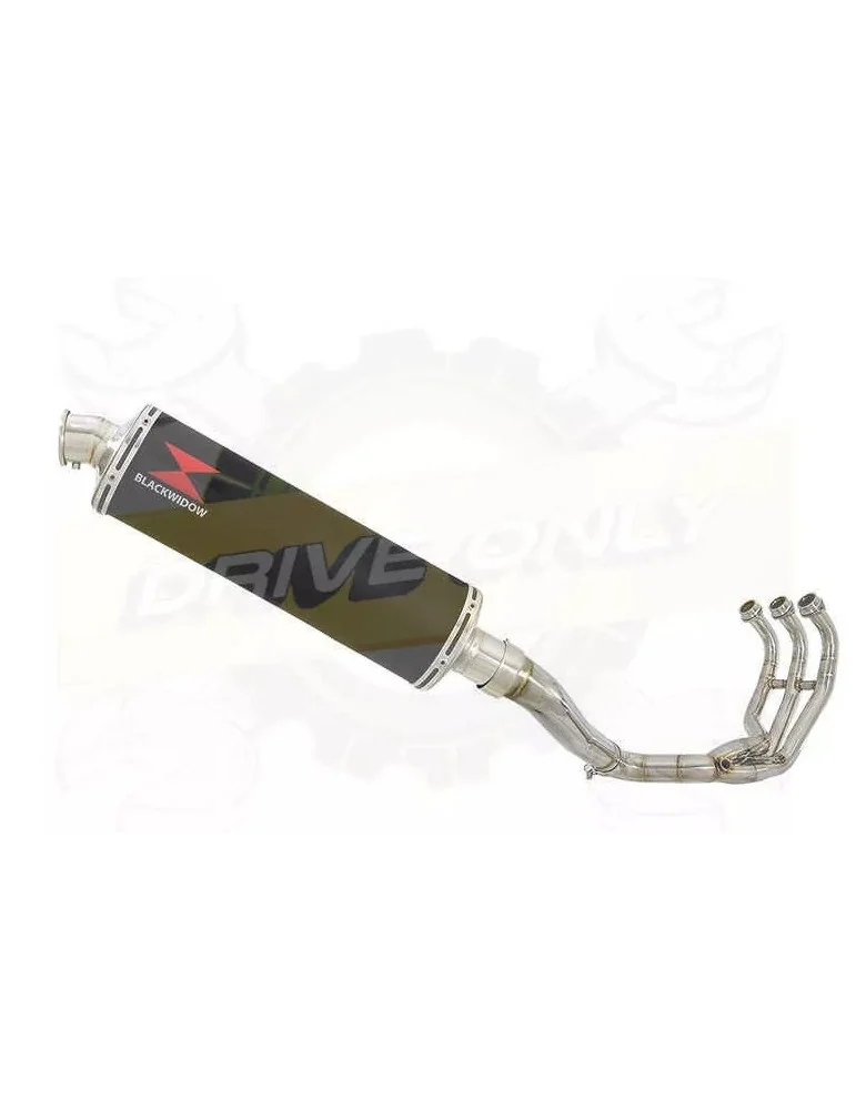 XSR 900 2016 2017 High Level De-cat Exhaust System with 400mm Oval Black Painted Stainless Steel Silencer