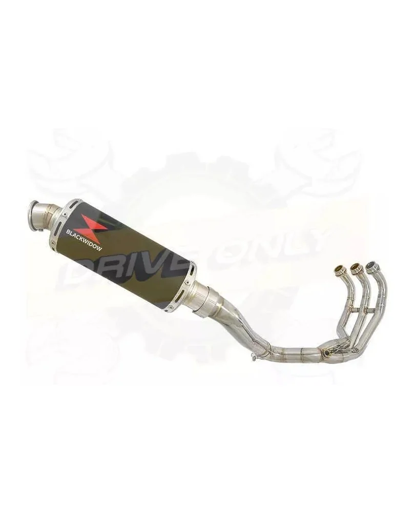 XSR 900 2016 2017 High Level De-cat Exhaust System with 300mm Round Black Painted Stainless Steel Silencer
