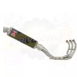 XSR 900 2016 2017 High Level De-cat Exhaust System with 350mm Round Black Painted Stainless Steel Silencer