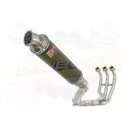 XSR 900 2016 2017 High Level De-cat Exhaust System with 350mm Round Black Painted Stainless Steel Silencer