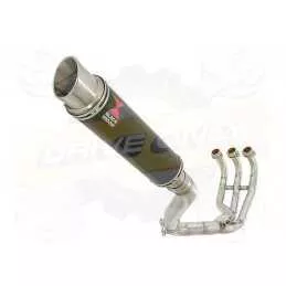 XSR 900 2016 2017 High Level De-cat Exhaust System with 350mm Round GP Style Black Painted Stainless Steel Silencer