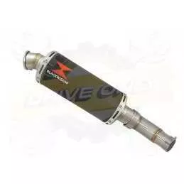 KLE 650 VERSYS 2007-2014 low level exhaust link pipe and 300mm round black painted stainless steel silencer