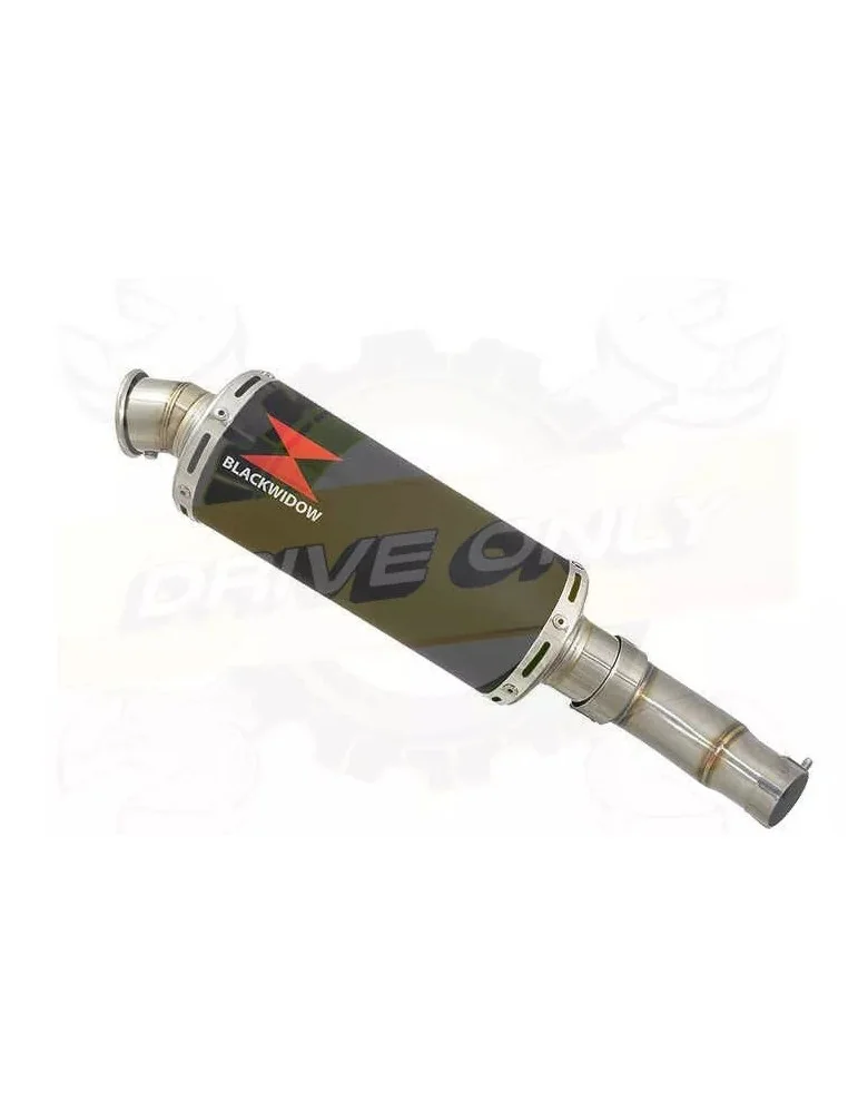 KLE 650 VERSYS 2007-2014 low level exhaust link pipe and 300mm round black painted stainless steel silencer