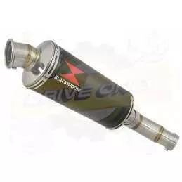 KLE 650 VERSYS 2007-2014 low level exhaust link pipe and 300mm round black painted stainless steel silencer