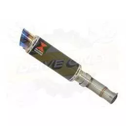 KLE 650 VERSYS 2007-2014 low level exhaust link pipe and 230mm Round GP Style Carbon Silencer + Blue Stainless Tip
