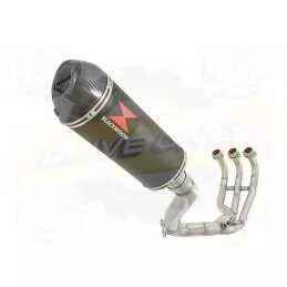XSR 900 2016 2017 High Level De-cat Exhaust System with 300mm Oval Black Painted Stainless Steel Silencer + Carbon Tip