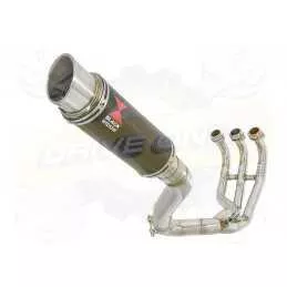 XSR 900 2016 2017 High Level De-cat Exhaust System with 230mm Round GP Style Carbon Fibre Silencer + Titanium Ends