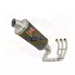 XSR 900 2016 2017 High Level De-cat Exhaust System with 300mm Oval Black Painted Stainless Steel Silencer