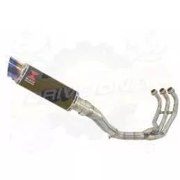 XSR 900 2016 2017 High Level De-cat Exhaust System with 230mm Round GP Style Carbon Fibre Silencer + Blue Stainless Tip