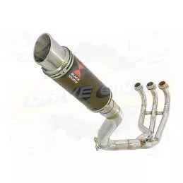 XSR 900 2016 2017 High Level De-cat Exhaust System with 230mm Round GP Style Black Painted Stainless Steel Silencer