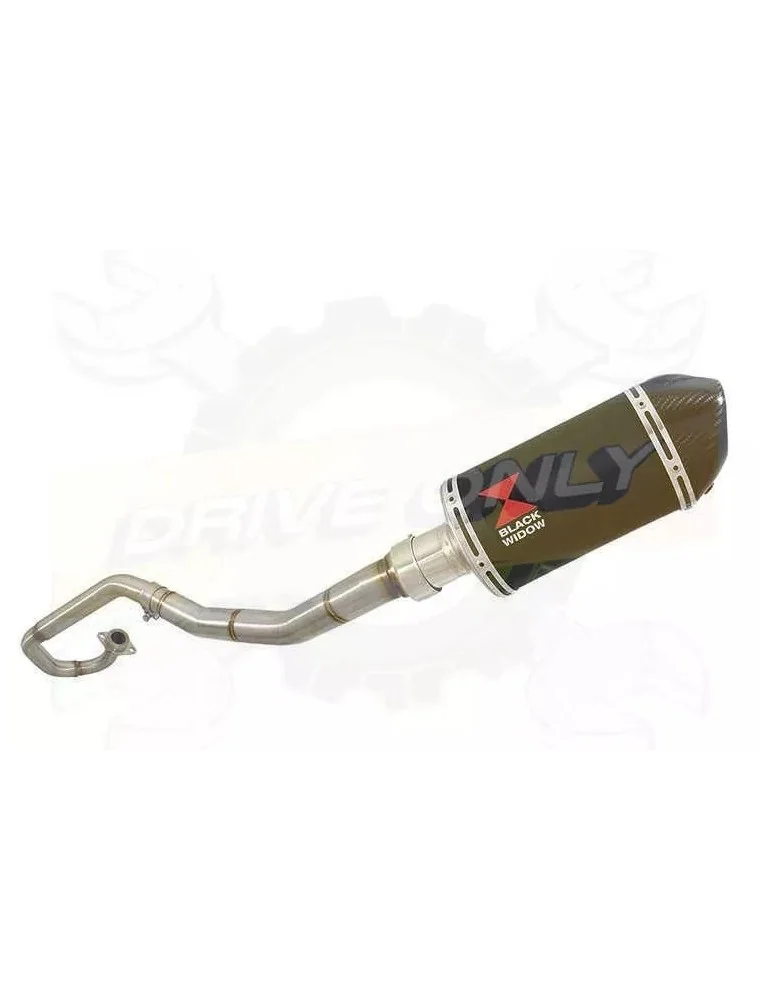 WR 125 R/X 2009/2016 De-cat Exhaust System with 200mm Oval Black Painted Stainless Steel Silencer + Carbon Fibre Tip