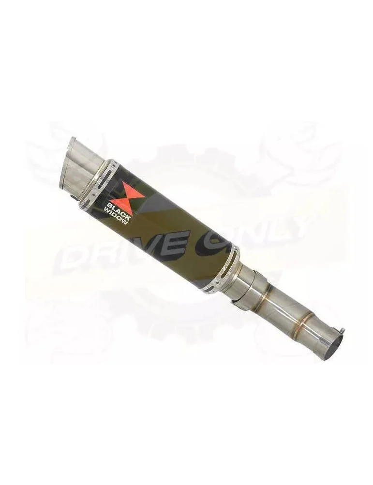 KLE 650 VERSYS 2007-2014 Low Level Exhaust Link Pipe + 230mm GP Style Round Black Painted Stainless Steel Silencer