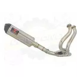 KLE 650 VERSYS 2007-2014 Low Level De Cat Exhaust System + 300mm Oval Stainless Steel Silencer + Carbon Fibre Tip