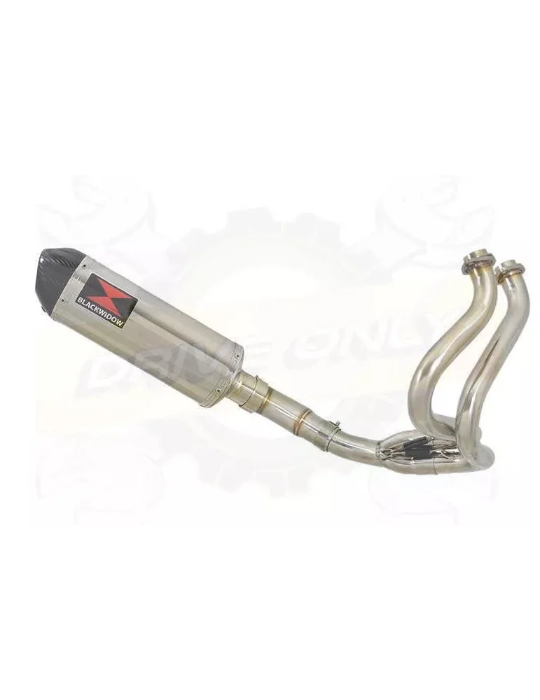 KLE 650 VERSYS 2007-2014 Low Level De Cat Exhaust System + 300mm Oval Stainless Steel Silencer + Carbon Fibre Tip