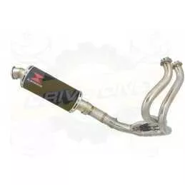 KLE 650 VERSYS 2007-2014 Low Level De Cat Exhaust System + 300mm Round Black Stainless Steel Silencer