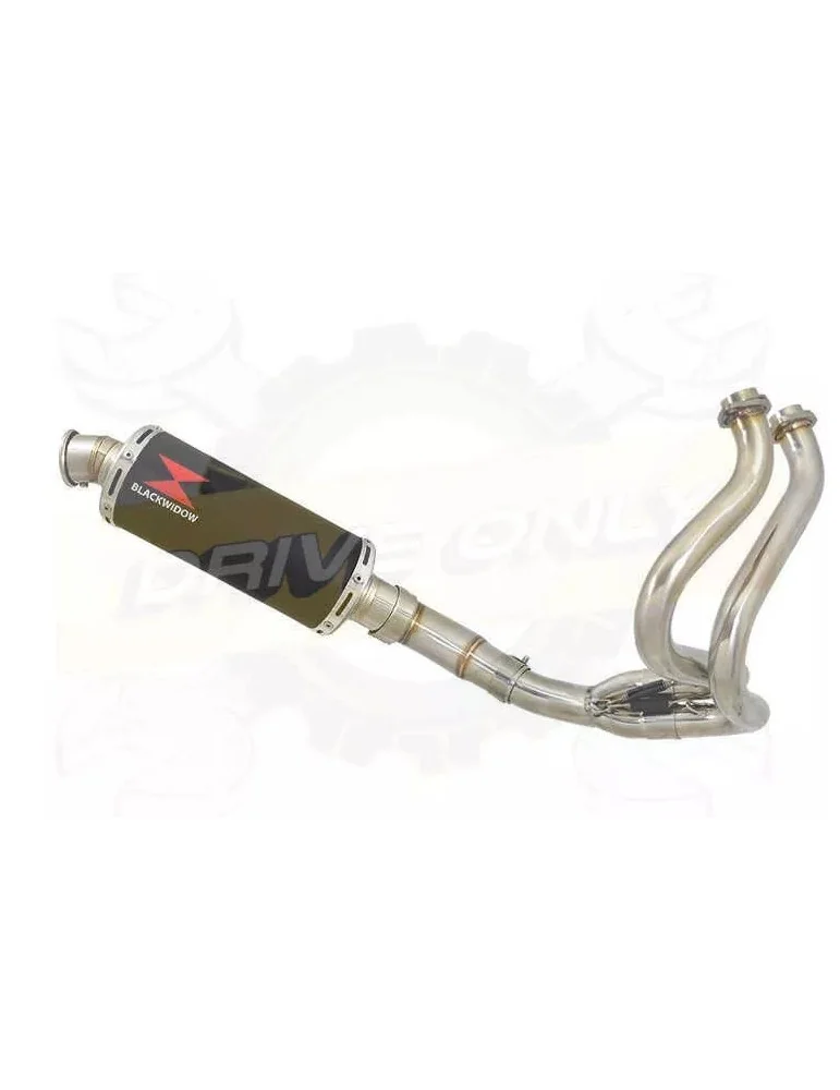 KLE 650 VERSYS 2007-2014 Low Level De Cat Exhaust System + 300mm Round Black Stainless Steel Silencer