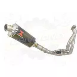 KLE 650 VERSYS 2007-2014 Low Level De Cat Exhaust System + 300mm Oval Carbon Fibre Silencer