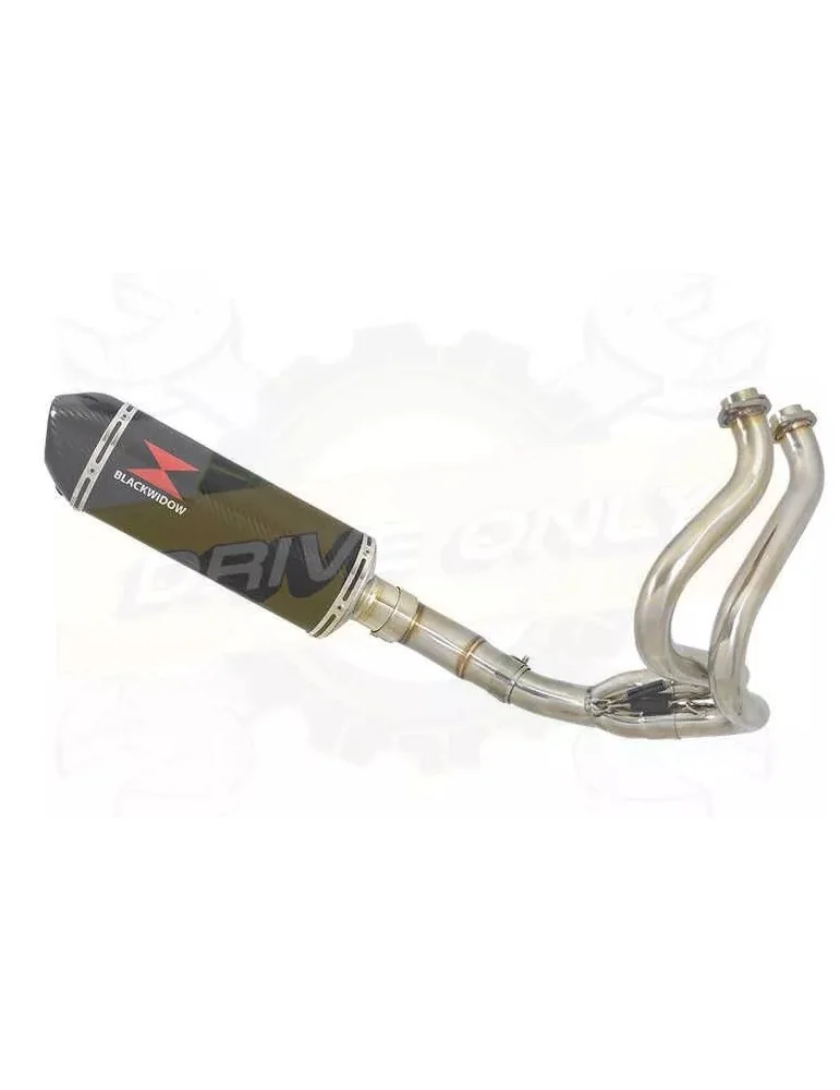KLE 650 VERSYS 2007-2014 Low Level De Cat Exhaust System + 300mm Oval Carbon Fire Silencer + Carbon Fibre Tip