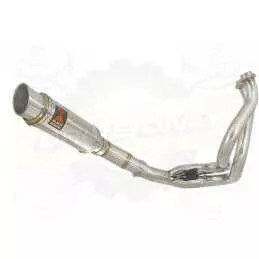 KLE 650 VERSYS 2007-2014 Low Level De Cat Exhaust System + 230mm Round GP Style Stainless Steel Silencer