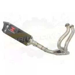 KLE 650 VERSYS 2007-2014 Low Level De Cat Exhaust System + 300mm Hexagonal Carbon Fire Silencer + Carbon Fibre Tip