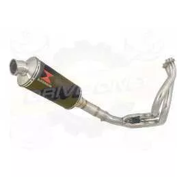 KLE 650 VERSYS 2007-2014 Low Level De Cat Exhaust System + 300mm Oval Black Stainless Steel Silencer