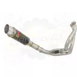 KLE 650 VERSYS 2007-2014 Low Level De Cat Exhaust System + 230mm Round GP Style Carbon Fibre Silencer