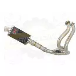 KLE 650 VERSYS 2007-2014 Low Level De Cat Exhaust System + 230mm Oval Black Stainless Steel Silencer