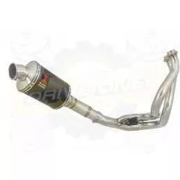 KLE 650 VERSYS 2007-2014 Low Level De Cat Exhaust System + 230mm Oval Black Stainless Steel Silencer