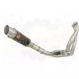 KLE 650 VERSYS 2007-2014 Low Level De Cat Exhaust System + 230mm Round GP Style Black Stainless Steel Silencer