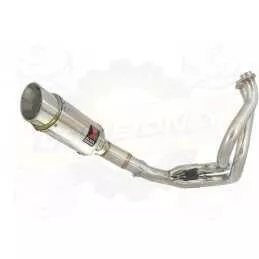 KLE 650 VERSYS 2007-2014 Low Level De Cat Exhaust System + 200mm Round Stainless Steel Silencer