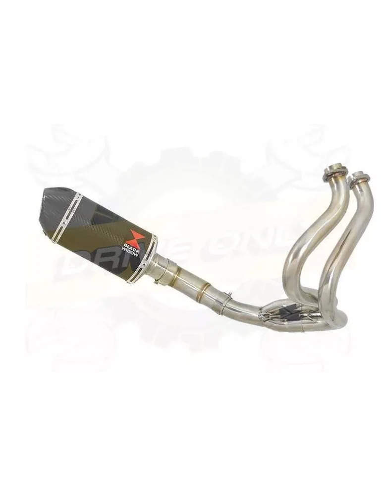 KLE 650 VERSYS 2007-2014 Low Level De Cat Exhaust System + 200mm Oval Carbon Fire Silencer + Carbon Fibre Tip