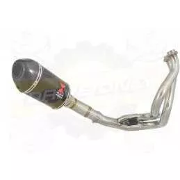 KLE 650 VERSYS 2007-2014 Low Level De Cat Exhaust System + 200mm Oval Carbon Fire Silencer + Carbon Fibre Tip