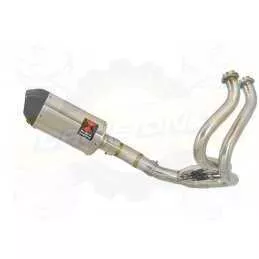 KLE 650 VERSYS 2007-2014 Low Level De Cat Exhaust System + 200mm Oval Stainless Steel Silencer + Carbon Fibre Tip