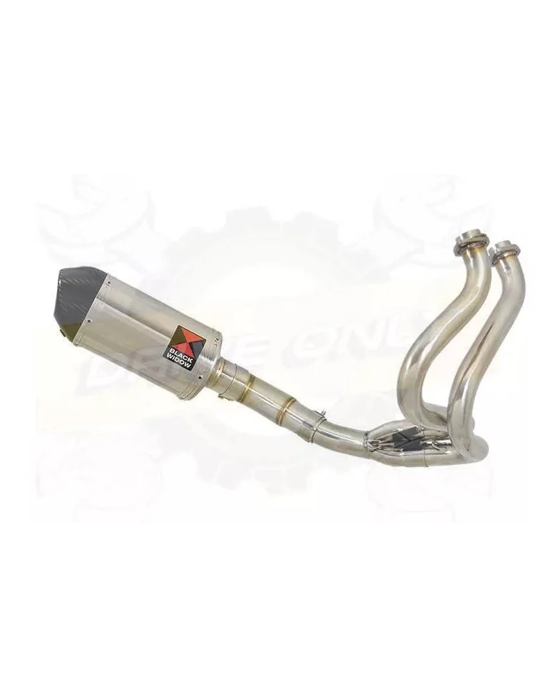 KLE 650 VERSYS 2007-2014 Low Level De Cat Exhaust System + 200mm Oval Stainless Steel Silencer + Carbon Fibre Tip