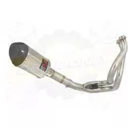 KLE 650 VERSYS 2007-2014 Low Level De Cat Exhaust System + 200mm Oval Stainless Steel Silencer + Carbon Fibre Tip