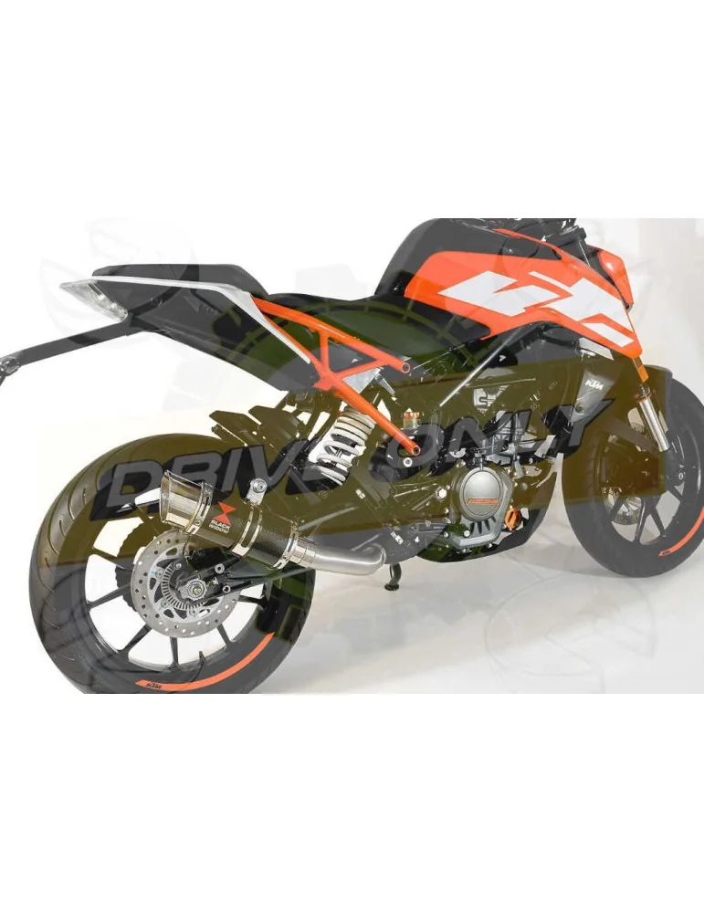 KTM 125 Duke 2017-2019  Silencieux Rond en Inox + Canule Carbone  200mm