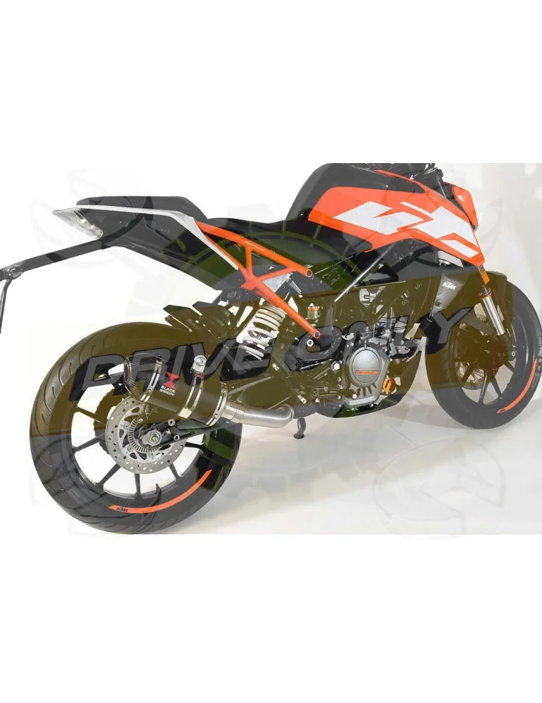 KTM 125 Duke 2017-2019  Silencieux en Inox Noir + Canule Carbone  200mm