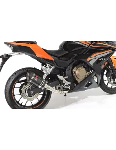 CBR500R 2016-2020 Silencieux Sport Ovale Inox Noir et Canule Carbone  200mm 