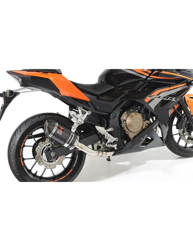 CBR500R 2016-2020 Silencieux Sport Ovale Inox Noir et Canule Carbone  200mm 