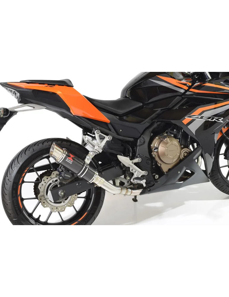 CBR500R 2016-2020 Silencieux Sport Ovale Inox Noir et Canule Carbone  200mm 