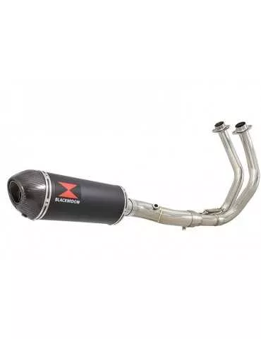 Tracer 700 2020 - 2021   Passage Bas Décatalyseur Ligne complète & Silencieux Ovale Noir En Inox + Canule En Carbone 300mm