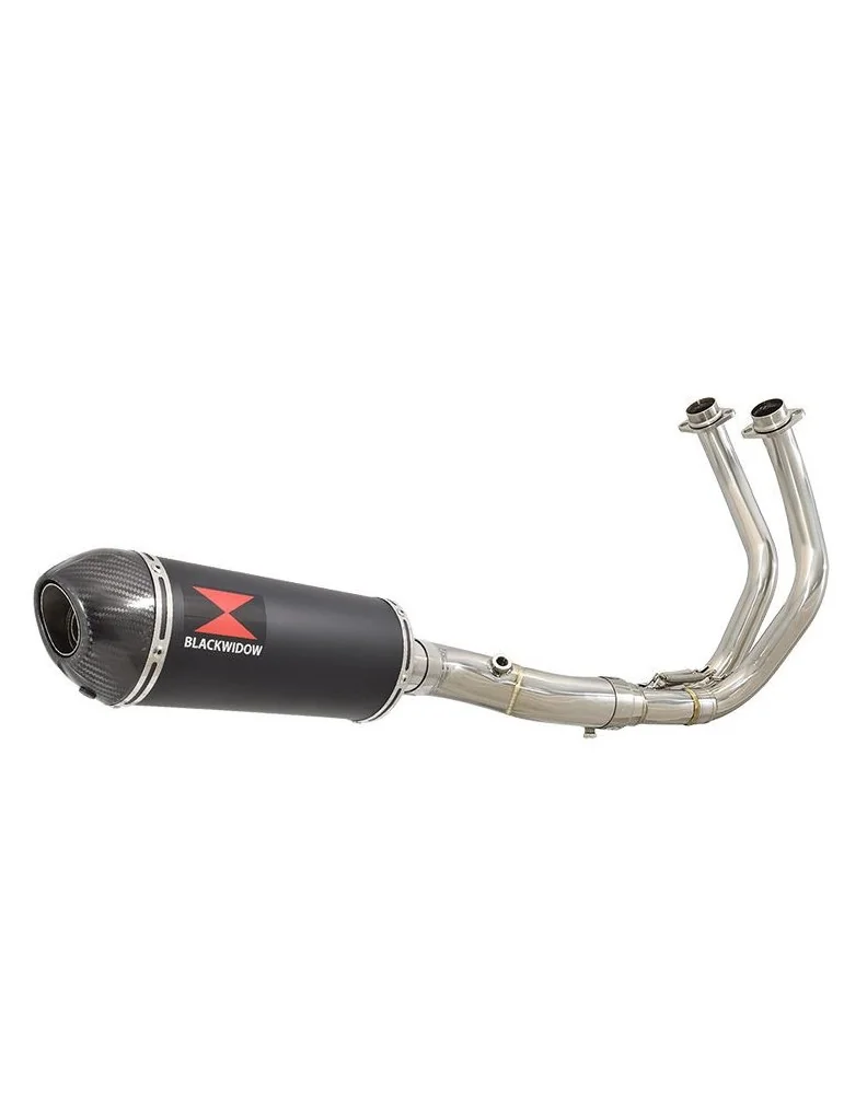 Tracer 700 2020 - 2021   Passage Bas Décatalyseur Ligne complète & Silencieux Ovale Noir En Inox + Canule En Carbone 300mm