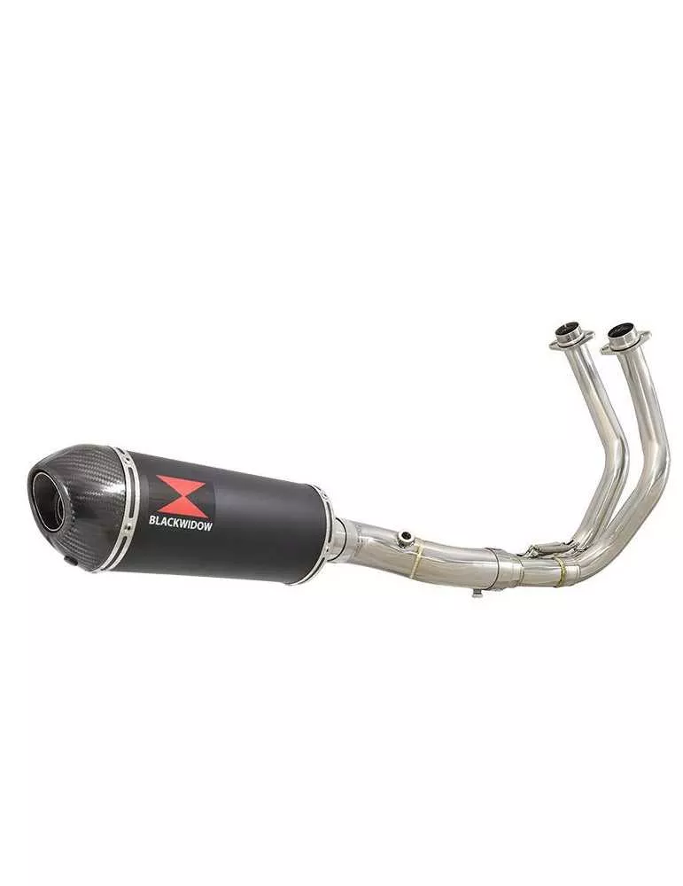 Tracer 700 2020 - 2021   Passage Bas Décatalyseur Ligne complète & Silencieux Ovale Noir En Inox + Canule En Carbone 300mm