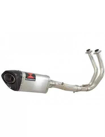 Tracer 700 2020 - 2021 Passage Bas Décatalyseur Ligne complète & Silencieux Tri Ovale en Inox + Canule en Carbone 250mm