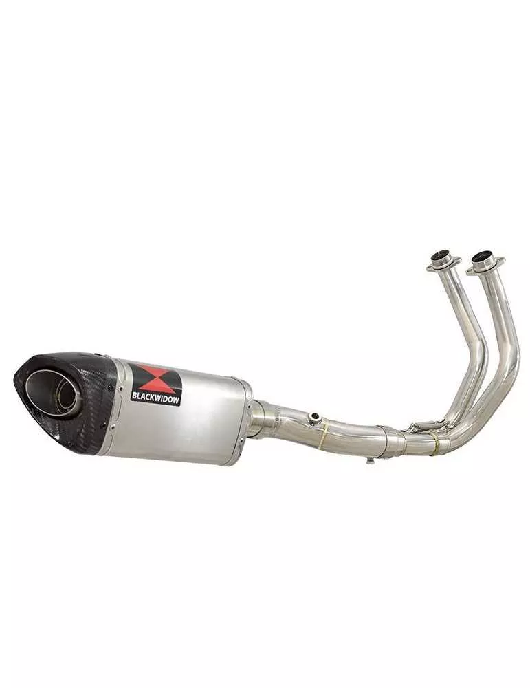 Tracer 700 2020 - 2021 Passage Bas Décatalyseur Ligne complète & Silencieux Tri Ovale en Inox + Canule en Carbone 250mm